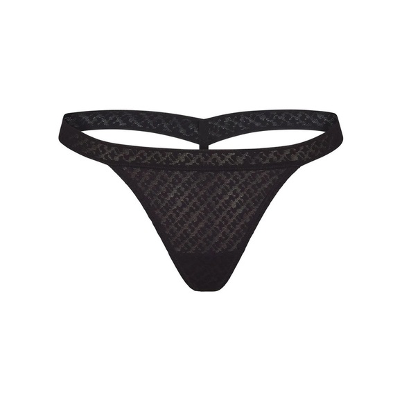 Skims Logo Mesh Skimpy Thong Onyx 2X NWT - Picture 3 of 5